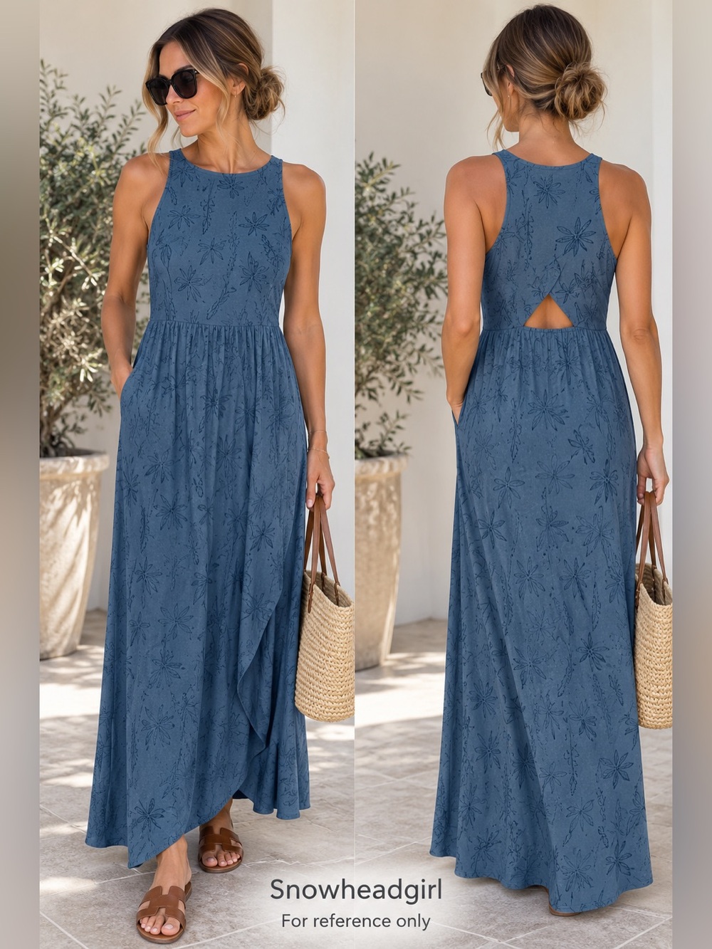 Toad&Co Sunkissed Maxi Dress Blue Floral Print Size Medium